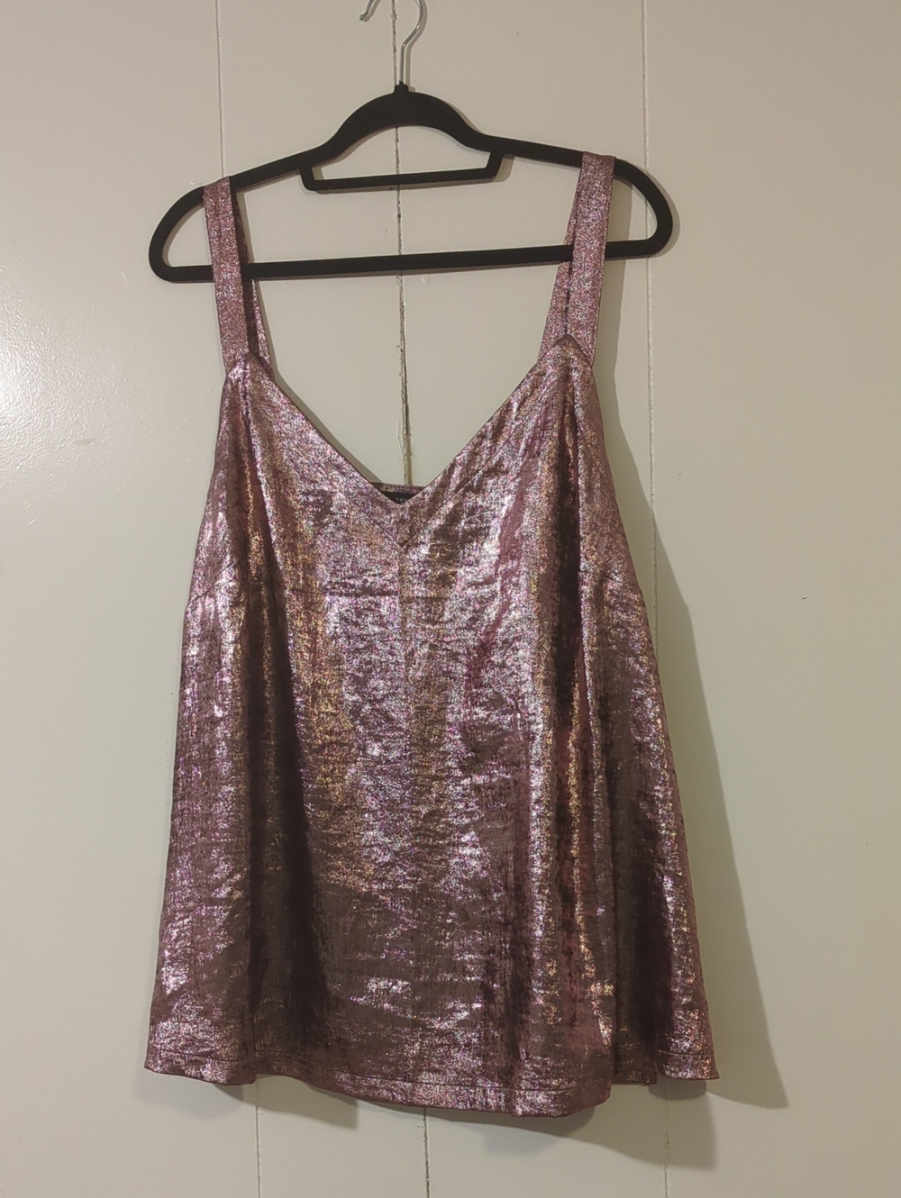 Lane Bryant Metallic Rose Pink Tank Top